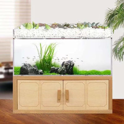 Elegant White Betta Fish Aquarium with Stylish Wooden Stand