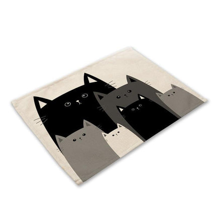 Charming Black Cat Cotton Linen Placemat - Essential Dining Table Accessory