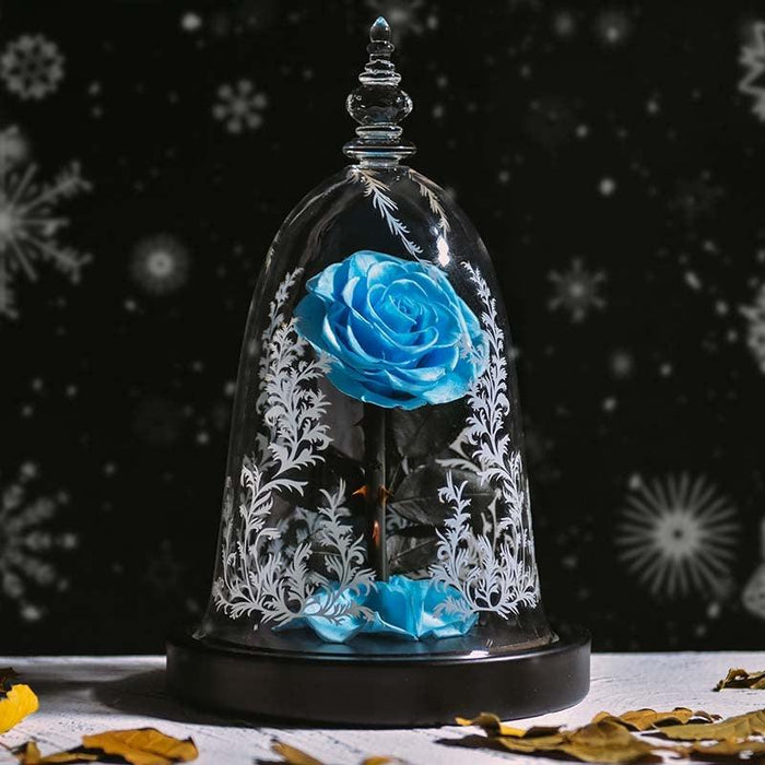 Enchanted LED Beauty and the Beast Rose in Glass Dome - Magical Eternal Bloom