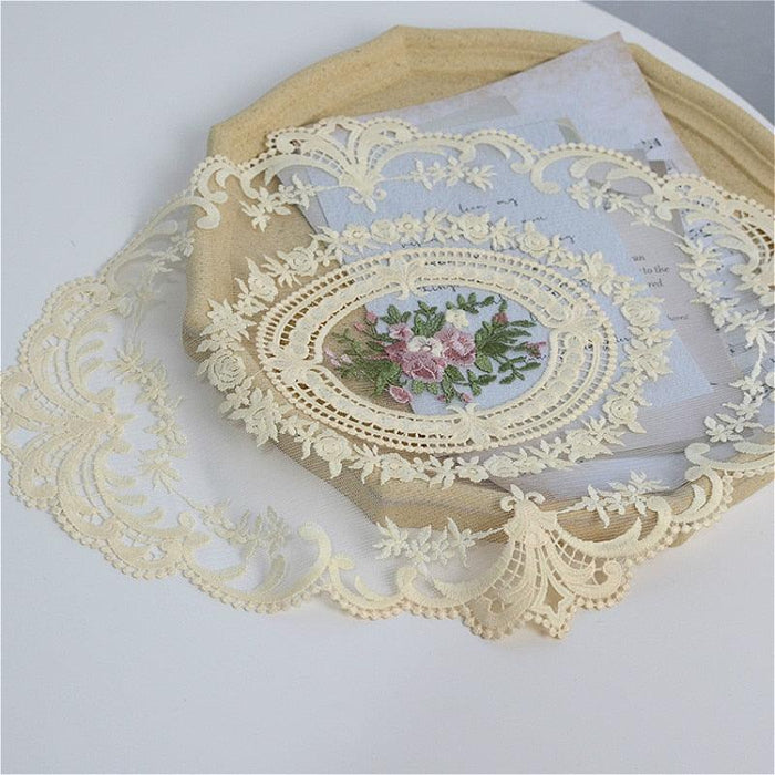Elegant Lace Embroidered Placemat Set - For Sophisticated Dining and Decorating