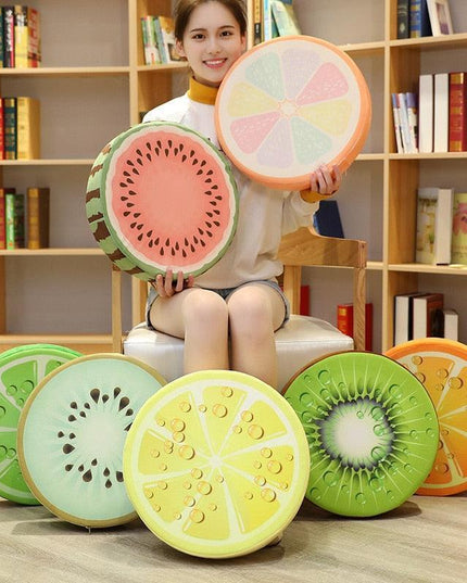 Fruity Fun Plush Cushion Set - Watermelon, Kiwi, Lemon Decorative Trio