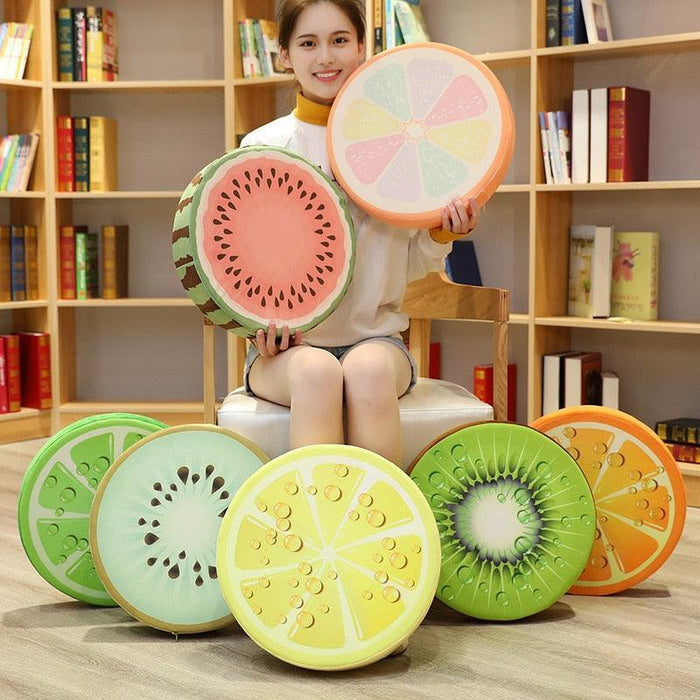 Fruity Fun Plush Cushion Set - Watermelon, Kiwi, Lemon Decorative Trio