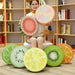 Fruity Fun Plush Cushion Set - Watermelon, Kiwi, Lemon Decorative Trio