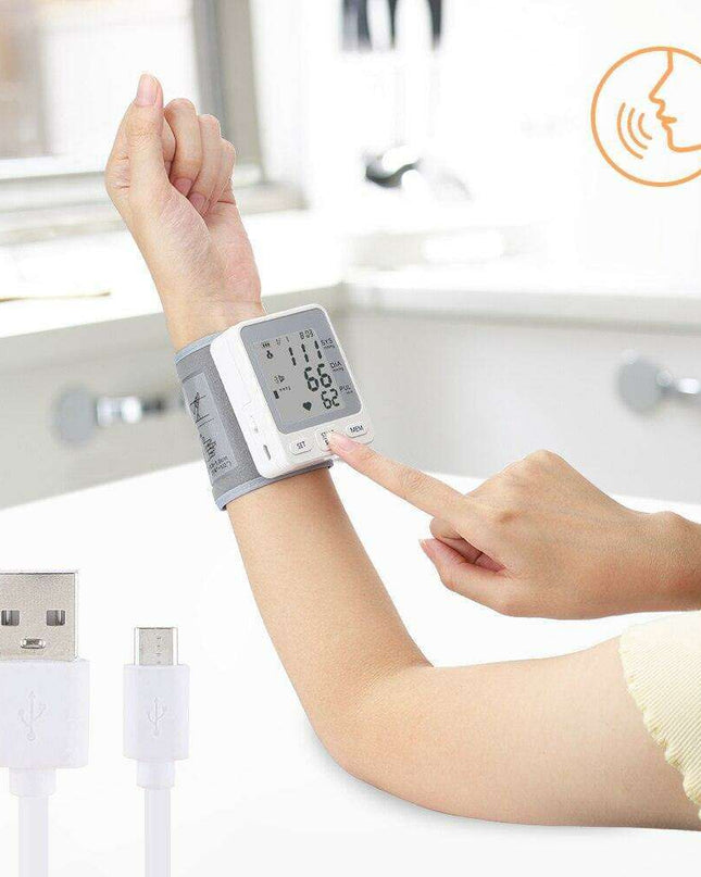 Voice-Activated Wireless Blood Pressure Monitor with USB Recharge - Simplified Health Tracking