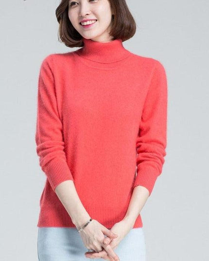 Sophisticated Winter Charm: Premium Cashmere & Wool Turtleneck Pullover for Women | Elegant Knit Sweater
