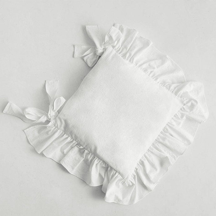Princess Frill Cotton Chair Cushion Cover with Flounce and Ruffled Detail