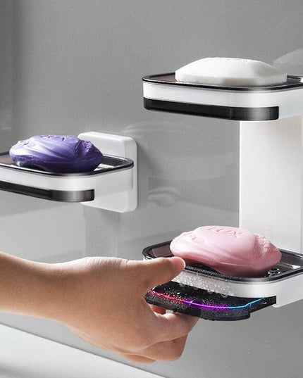 Double Layer Soap and Sponge Storage Shelf with Easy Installation and Draining Holder