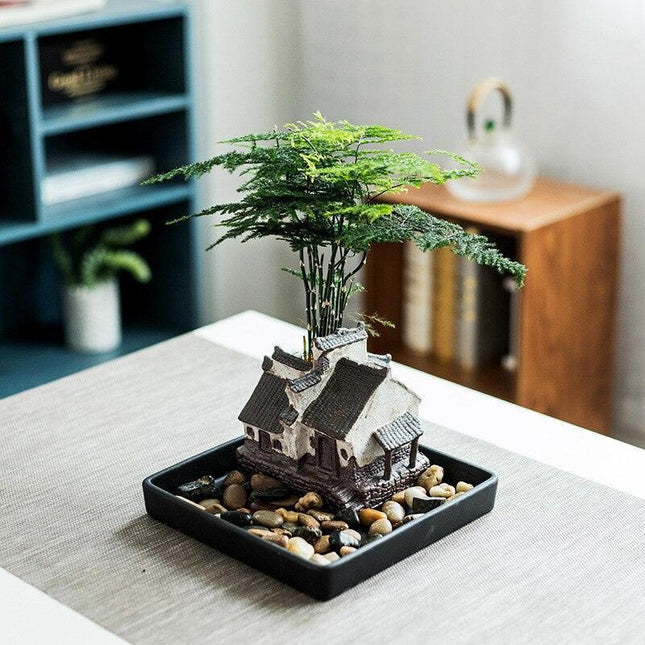 Serene Harmony: Artisan Bamboo and Ceramic Flower Pot for Zen-inspired Living