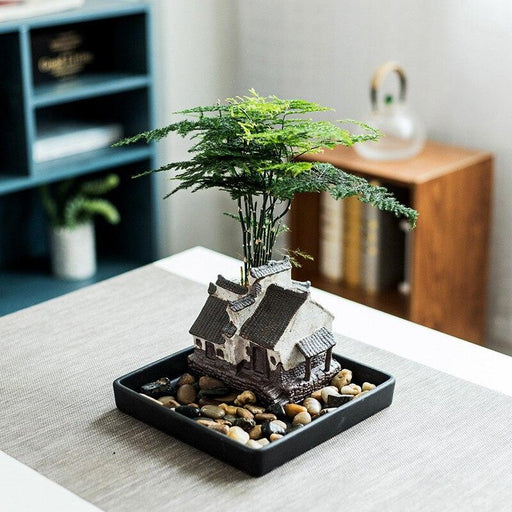 Chinese Style Zen Garden Bamboo Ceramic Flowerpot