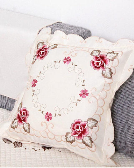 Chic Floral Embroidered Cushion Cover