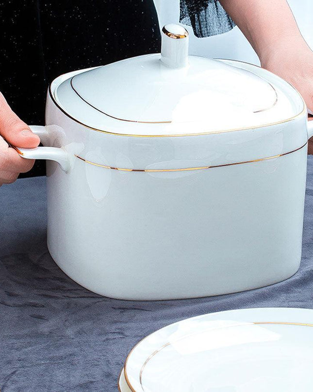 Luxurious European Porcelain Soup Pot Set - Ultimate Dining Elegance