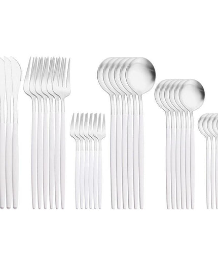 Elegant Matte Black and Gold 36-Piece Stainless Steel Cutlery Collection