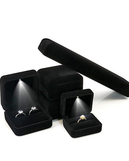 Illuminated Plush Jewelry Display Case with LED Lighting for Elegant Showcasing