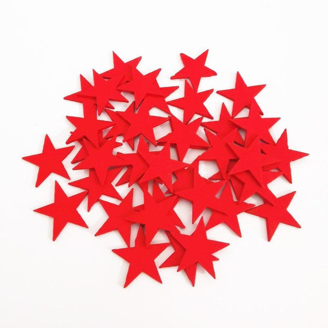 Elegant 100-Piece Red, White, and Silver Wooden Star Cutouts - Creative Crafting Essentials