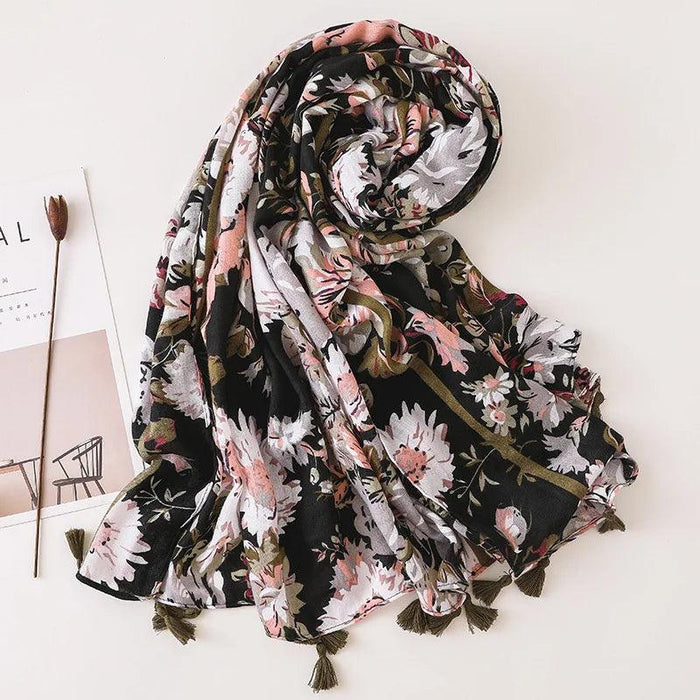 Luxurious Blue Porcelain Cashmere Blend Shawl - The Perfect Accessory for Any Occasion