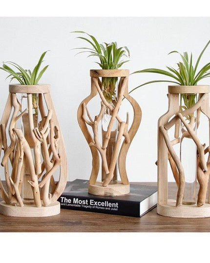 Artisan Crafted Wooden Vase with Unique Design