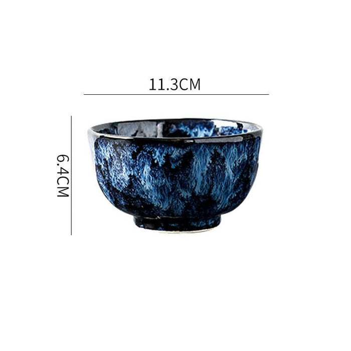 Blue Ceramic Tableware Set with Unique Irregular Design - Complete Set for Sophisticated Dining Experience