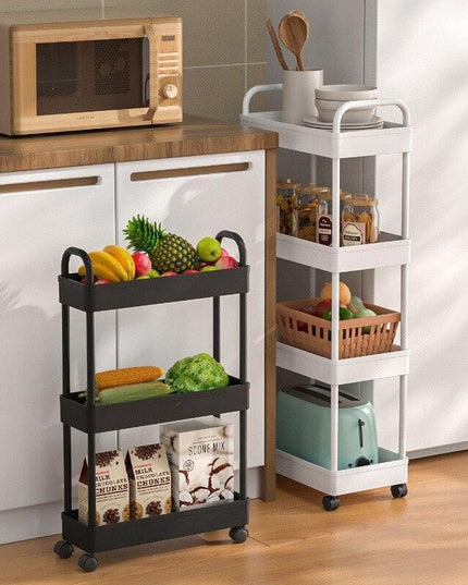 Sleek Mobile Rolling Storage Cart with Innovative Millive Wheel Design - Smart Shelving Solution