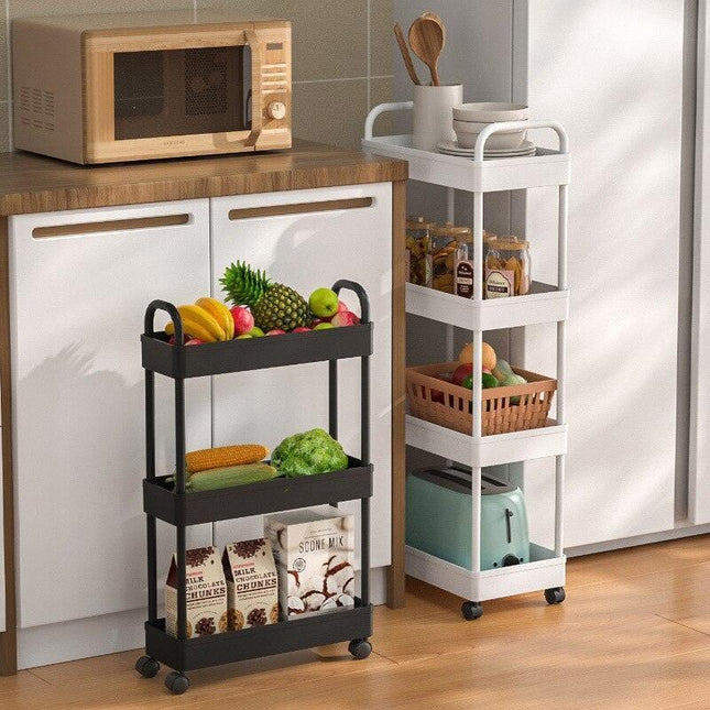 Sleek Mobile Rolling Storage Cart with Innovative Millive Wheel Design - Smart Shelving Solution