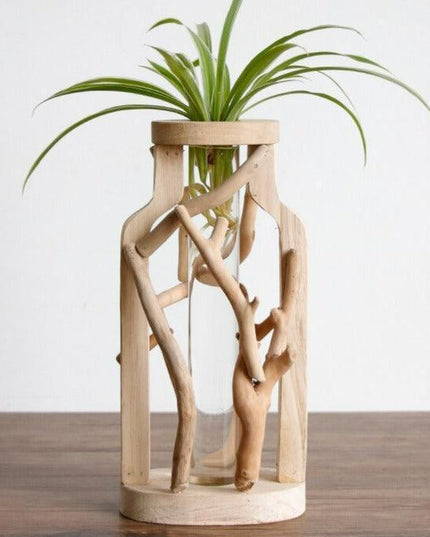Artisan Crafted Wooden Vase with Unique Design