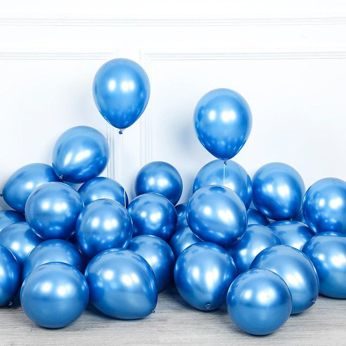 Festive Chrome Metallic Latex Balloons - 50-Piece Bundle for Elegant Party Decor