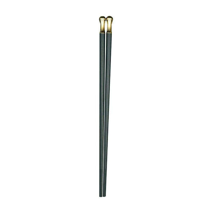 Elegant Dark Green & Gold Decorative Alloy Chopsticks Set - 10 Pairs