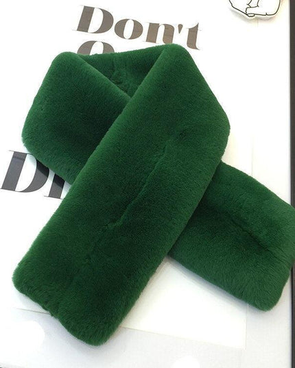 Exquisite Rex Rabbit Fur and Leather Korean Winter Wrap