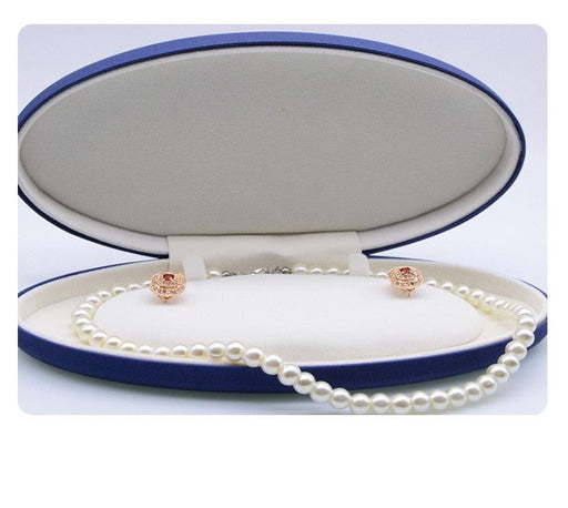 Pearl Necklace and Earring Storage Box in Luxurious Faux Leather by Royalwood House