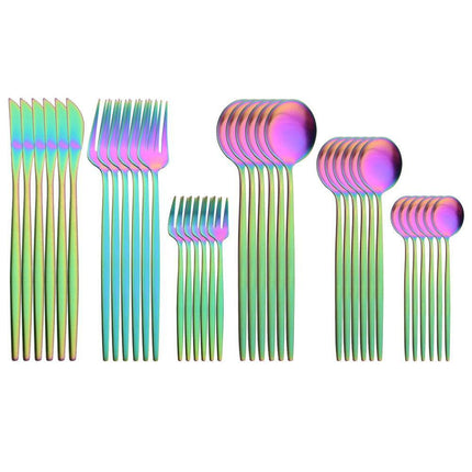 Elegant Matte Black and Gold 36-Piece Stainless Steel Cutlery Collection