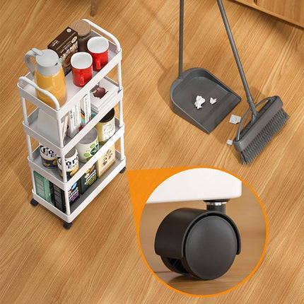 Sleek Mobile Rolling Storage Cart with Innovative Millive Wheel Design - Smart Shelving Solution
