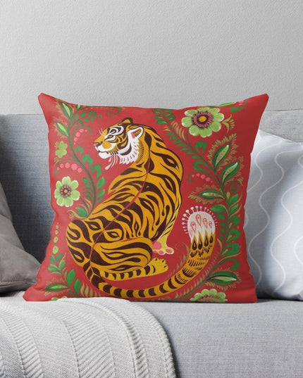 Whimsical Linen Animal Pillow Cover with Playful Cartoon Design