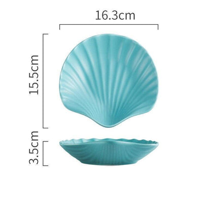 Elegant Handmade Matte Glazed Nordic Shell Plate Set: Artisan Ceramic Dishware Collection