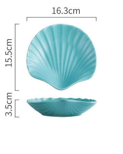 Elegant Handmade Matte Glazed Nordic Shell Plate Set: Artisan Ceramic Dishware Collection