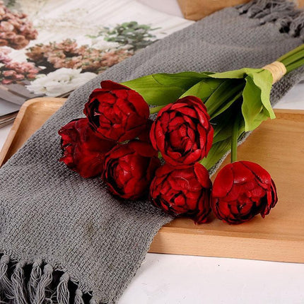 Luxurious 6-Piece Silk Tulip Flower Arrangement for Elegant Home Styling
