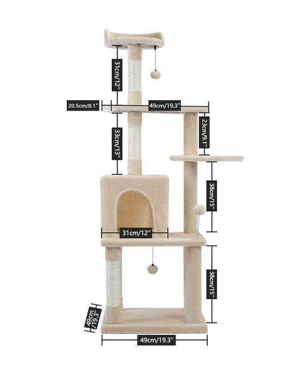 Luxurious Multi-Level Cat Tower: Stylish Oasis with Plush Beds and Sturdy Scratch Posts