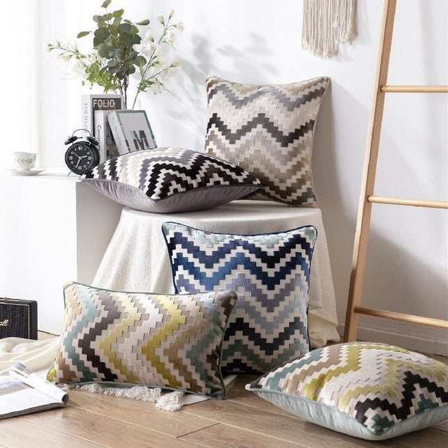 Velvet Zigzag Accent Pillow Covers - Stylish Home Decor Collection