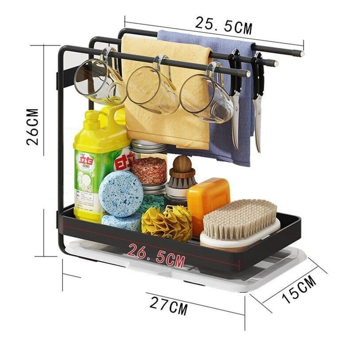 Adjustable Stainless Steel Sink Shelf Organizer with Towel Rack