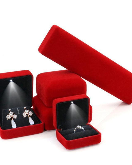 Illuminated Plush Jewelry Display Case with LED Lighting for Elegant Showcasing