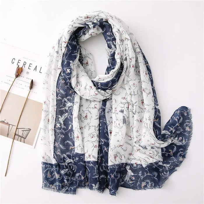 Luxurious Blue Porcelain Cashmere Blend Shawl - The Perfect Accessory for Any Occasion