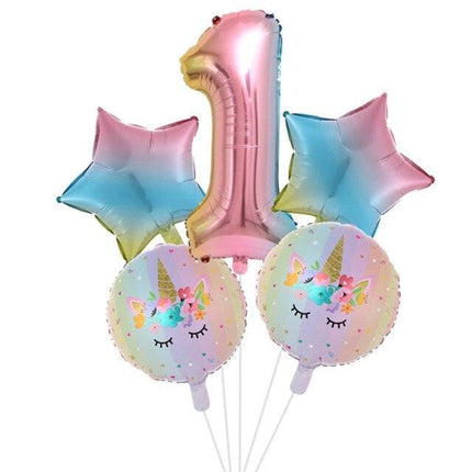 Enchanted Unicorn Number Balloon Set for Joyful 1-4 Year Celebrations