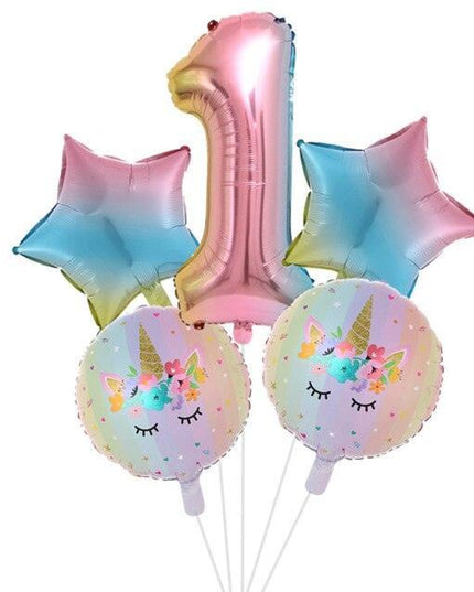 Enchanted Unicorn Number Balloon Set for Joyful 1-4 Year Celebrations