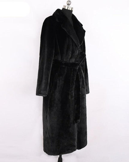 Chic Winter Luxe: Korean-Style Faux Fur Long Coat for Fashion Forward Individuals