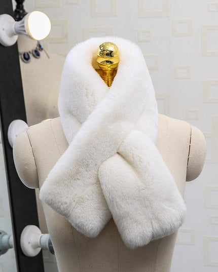 Exquisite Rex Rabbit Fur and Leather Korean Winter Wrap