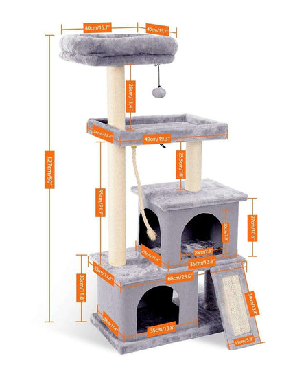 Luxurious Multi-Level Cat Tower: Stylish Oasis with Plush Beds and Sturdy Scratch Posts