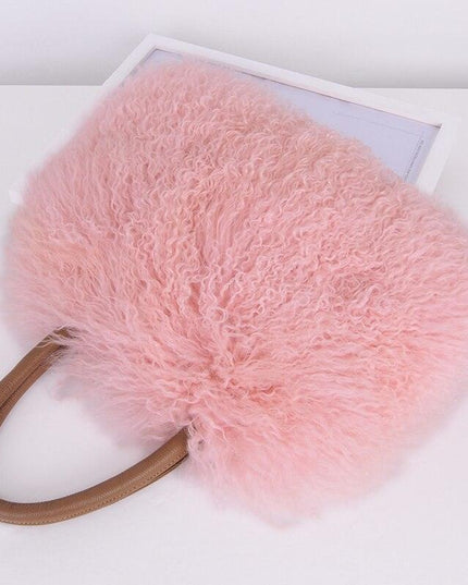 Opulent Wool & Fur Handbags: Exquisite Blend of Mongolian, Australian, and Tibet Lamb Textures