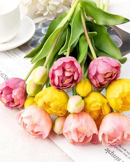 Luxe Artificial Tulip Display - Stunning 40CM Faux Floral Arrangement for Elegant Home Accents