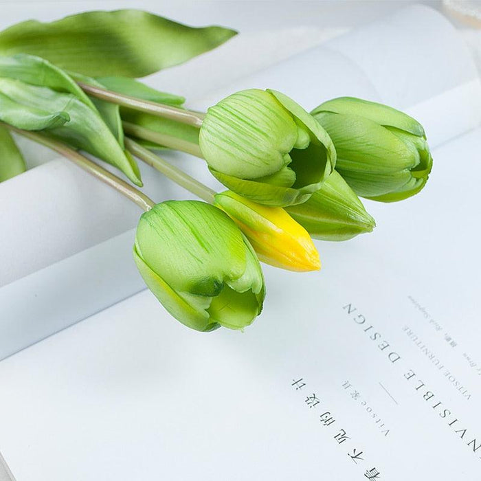 5-Piece Bouquet: New Silicone Tulip Artificial Flower Real Touch
