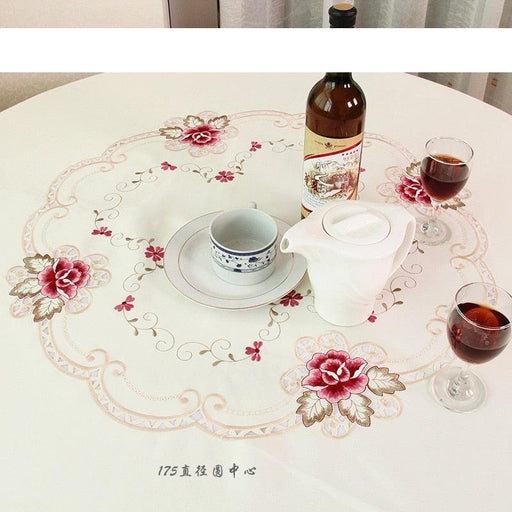 Elegant European Garden Floral Embroidered Tablecloth - Versatile Dining and Wedding Accent
