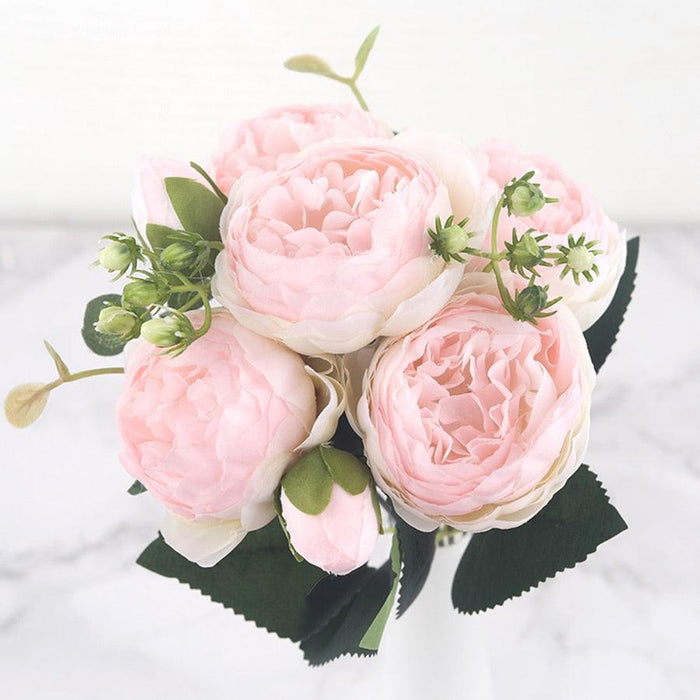 Elegant Pink Silk Peony Floral Arrangement - Ideal for Home & Wedding Enhancement