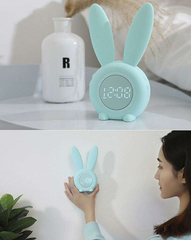 Whimsical Bunny Ear LED Digital Alarm Clock with Sound Control and Multi-Display Features